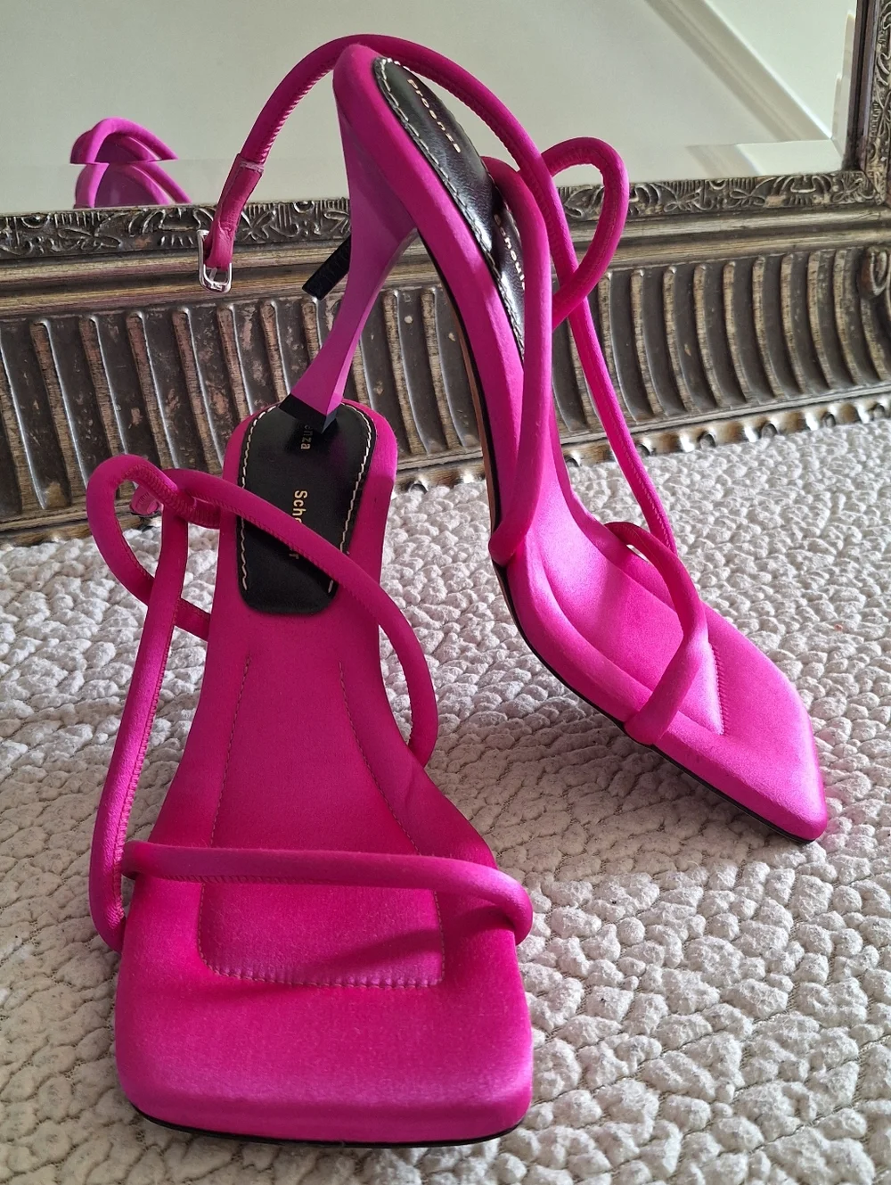 PROENZA SCHOULER Square Strappy Sandals Heels Satin Fuchsia EU 38 US 8 Org$795 - Picture 6 of 16